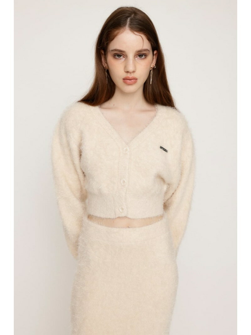 【SALE／20%OFF】SHAGGY V/N CROP カーディガン SLY スライ トップス カーディガン グレー ブラック ピンク ホワイト【RBA_E】【送料無料】[Rakuten Fashion]