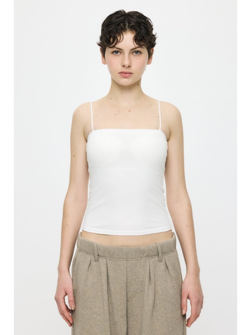 SQUARE NECK BARE キャミトップス MOUSSY マウジー トップス キャミソール ブラック ホワイト[Rakuten Fashion]