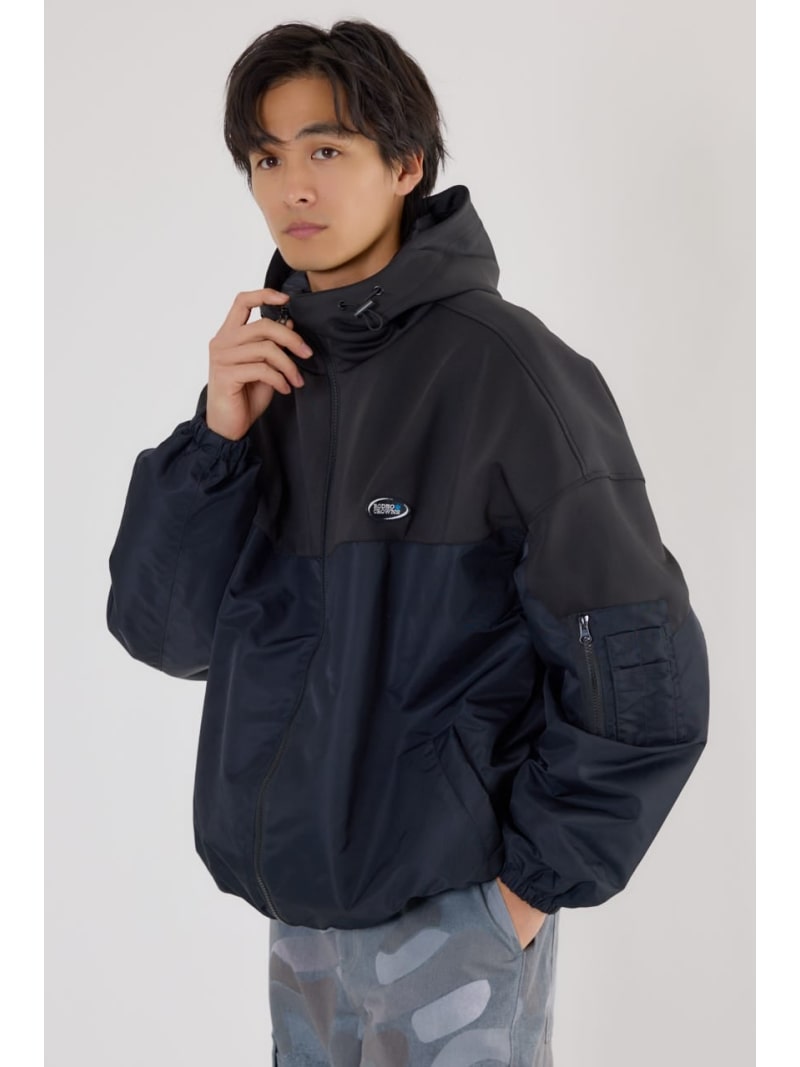 【SALE／20%OFF】バイカラーフーデッドブルゾン RODEO CROWNS WIDE BOWL ロデオクラウンズワイドボウル ジャケット・アウター ブルゾン・ジャンパー カーキグリーン ブラック【RBA_E】【送料無料】[Rakuten Fashion]