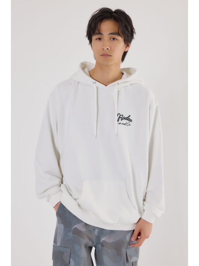 メンズロゴデニムパッチフーディー RODEO CROWNS WIDE BOWL ロデオクラウンズワイドボウル トップス スウェット・トレーナー ブラック グレー ホワイト【送料無料】[Rakuten Fashion]