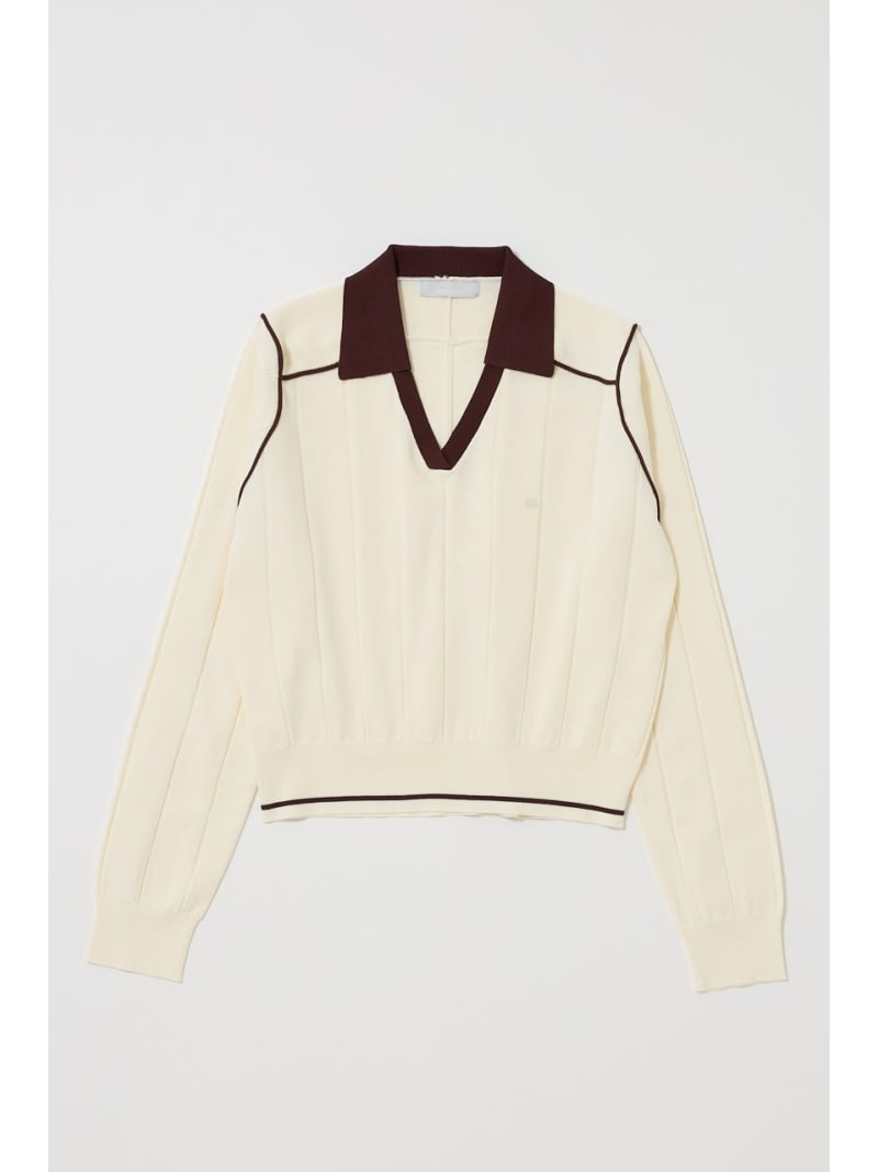 【SALE／50%OFF】BI COLOR KNIT ポロ MOUSSY �