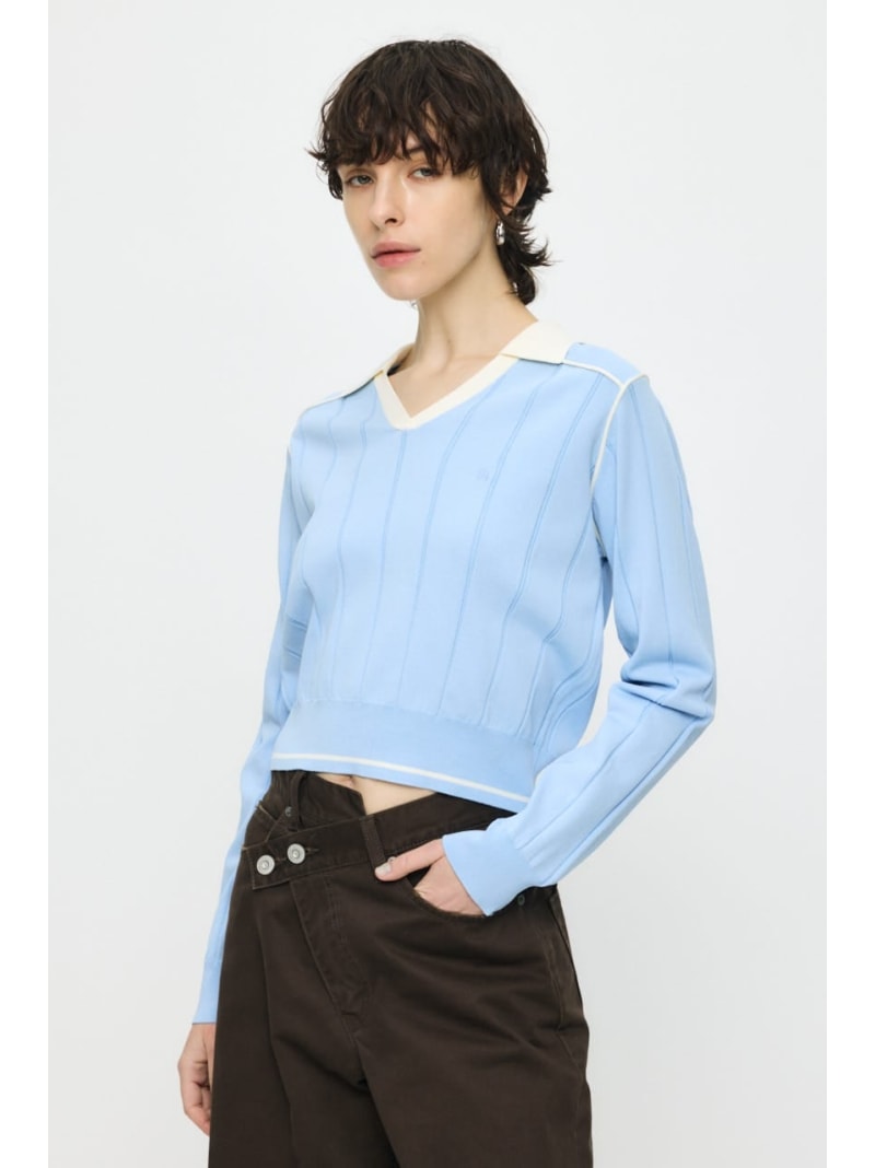 Rakuten - 【SALE／50%OFF】BI COLOR KNIT ポロ MOUSSY マウジー トップス ニット ホワイト レッド【RBA_E】【送料無料】[Rakuten Fashion]