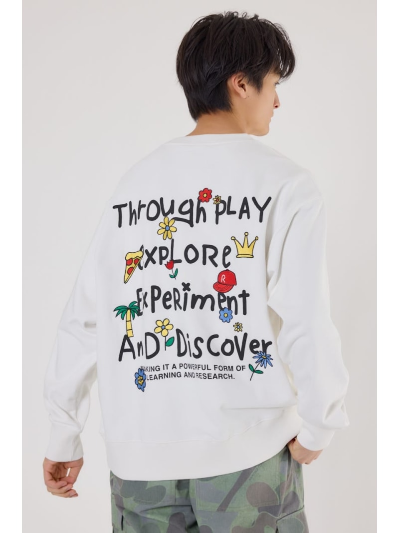 ドローイングスウェット RODEO CROWNS WIDE BOWL ロデオクラウンズワイドボウル トップス スウェット・トレーナー ブラック ホワイト【送料無料】[Rakuten Fashion]