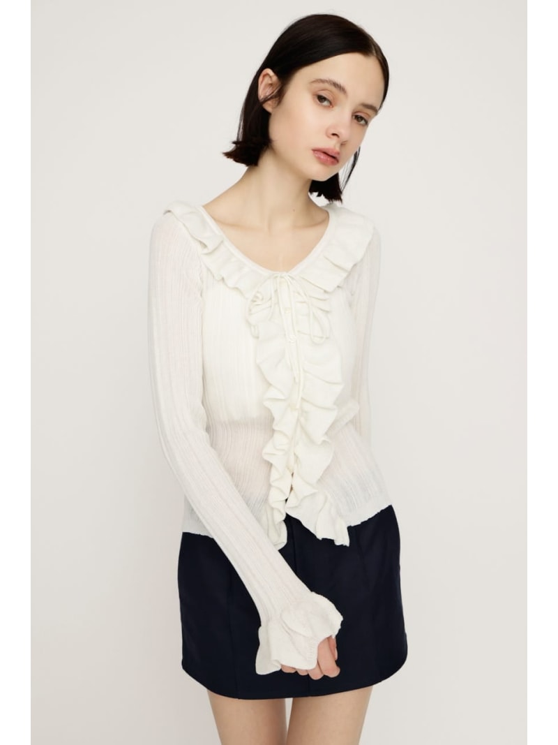 Rakuten - FRONT FRILL KNIT トップス SLY スライ トップス ニット ピンク イエロー ブラック【送料無料】[Rakuten Fashion]