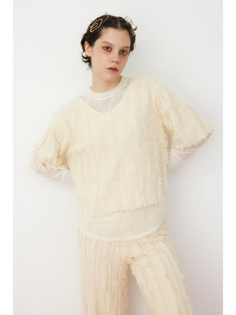 Fringe 2way knit tops HeRIN.CYE إɥåȥ ȥåץ ˥å ۥ磻 ֥å̵[Rakuten Fashion]