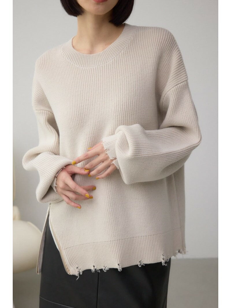 【SALE／30%OFF】サイドZIPニットトップス AZUL BY MOUSSY アズールバイマウジー トップス ニット ブラック グレー【RBA_E】[Rakuten Fashion]