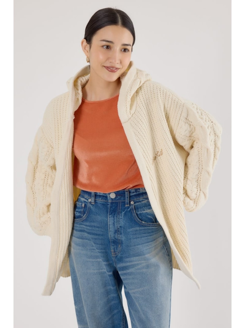 モールニットトッパーカーディガン RODEO CROWNS WIDE BOWL ロデオクラウンズワイドボウル トップス カーディガン ベージュ ブラック【送料無料】[Rakuten Fashion]のサムネイル