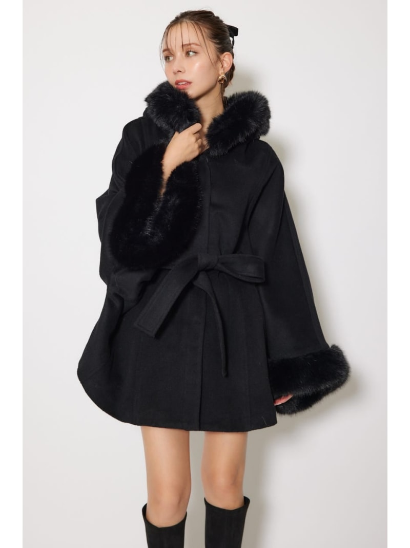 ウールMIXフードポンチョコート rienda リエンダ ジャケット・アウター その他のジャケット・アウター ベージュ グレー ブラック ブラウン【送料無料】[Rakuten Fashion]