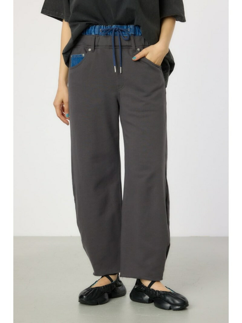 デニムウエスト スウェットワイドパンツ RODEO CROWNS WIDE BOWL ロデオクラウンズワイドボウル パンツ その他のパンツ ブラック グレー【送料無料】[Rakuten Fashion]