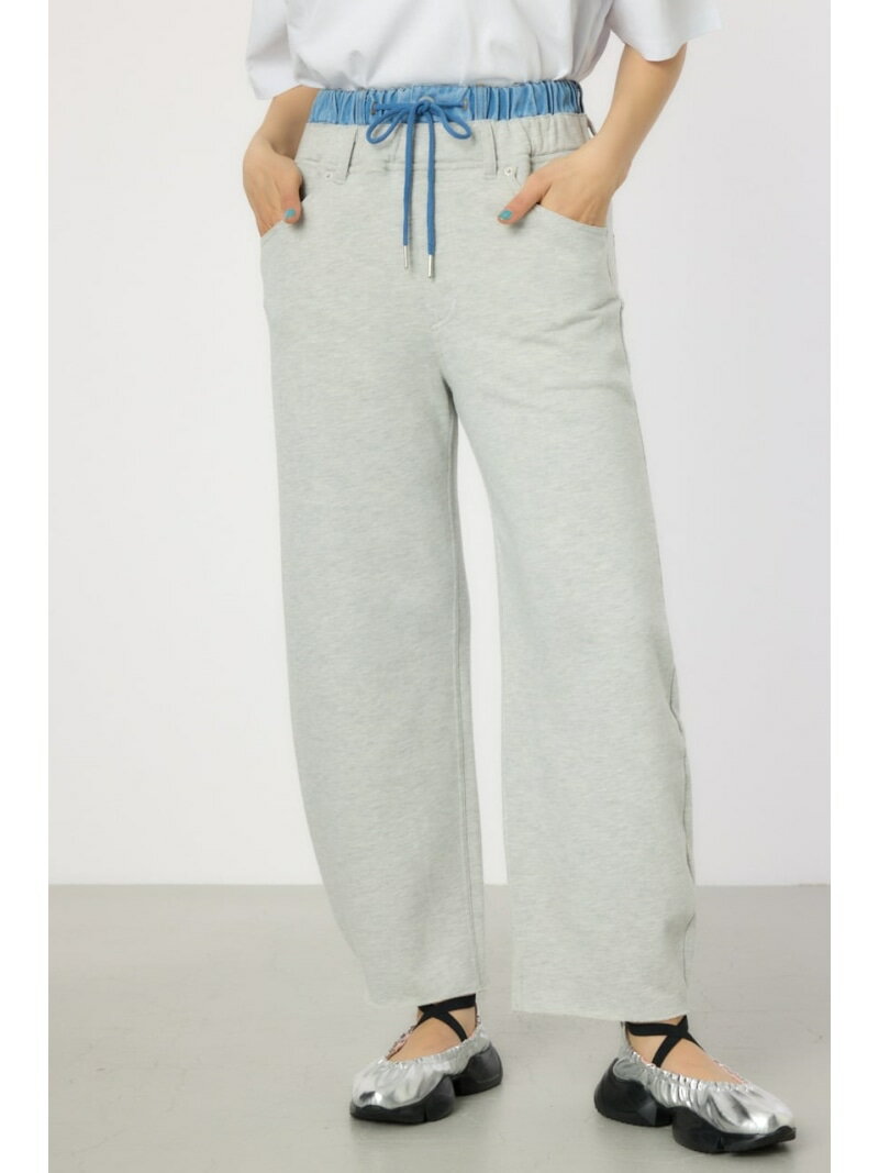 デニムウエスト スウェットワイドパンツ RODEO CROWNS WIDE BOWL ロデオクラウンズワイドボウル パンツ その他のパンツ ブラック グレー【送料無料】[Rakuten Fashion]