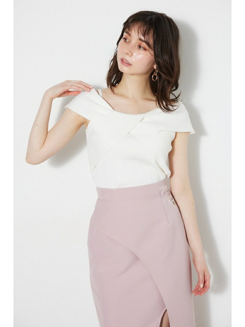 【SALE／10%OFF】2wayストラップツイストKnit TOP rienda リエンダ トップス ニット ホワイト ブラック パープル カーキ【RBA_E】【送料無料】[Rakuten Fashion]のサムネイル