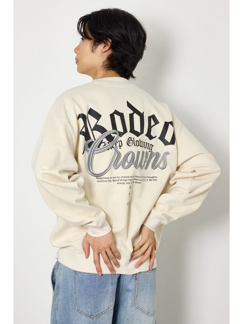 ポンチスエードバックロゴスウェット RODEO CROWNS WIDE BOWL ロデオクラウンズワイドボウル トップス スウェット・トレーナー グレー ブラウン【送料無料】[Rakuten Fashion]