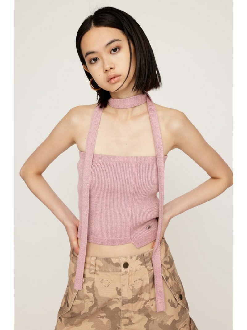 【SALE/20%OFF】TIE SET BARE KNIT トップス SLY スライ トップス ベアトップ グレー ピンク【RBA_E】【送料無料】[Raku...