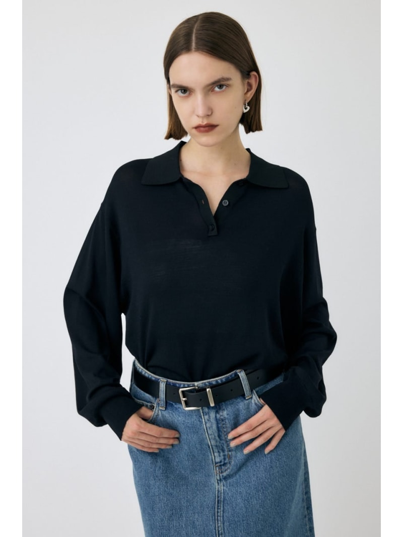 【ViVi掲載】BORDER KNIT ポロ MOUSSY マウジー トップス ニット グレー ブラウン ブラック【送料無料】[Rakuten Fashion]のサムネイル
