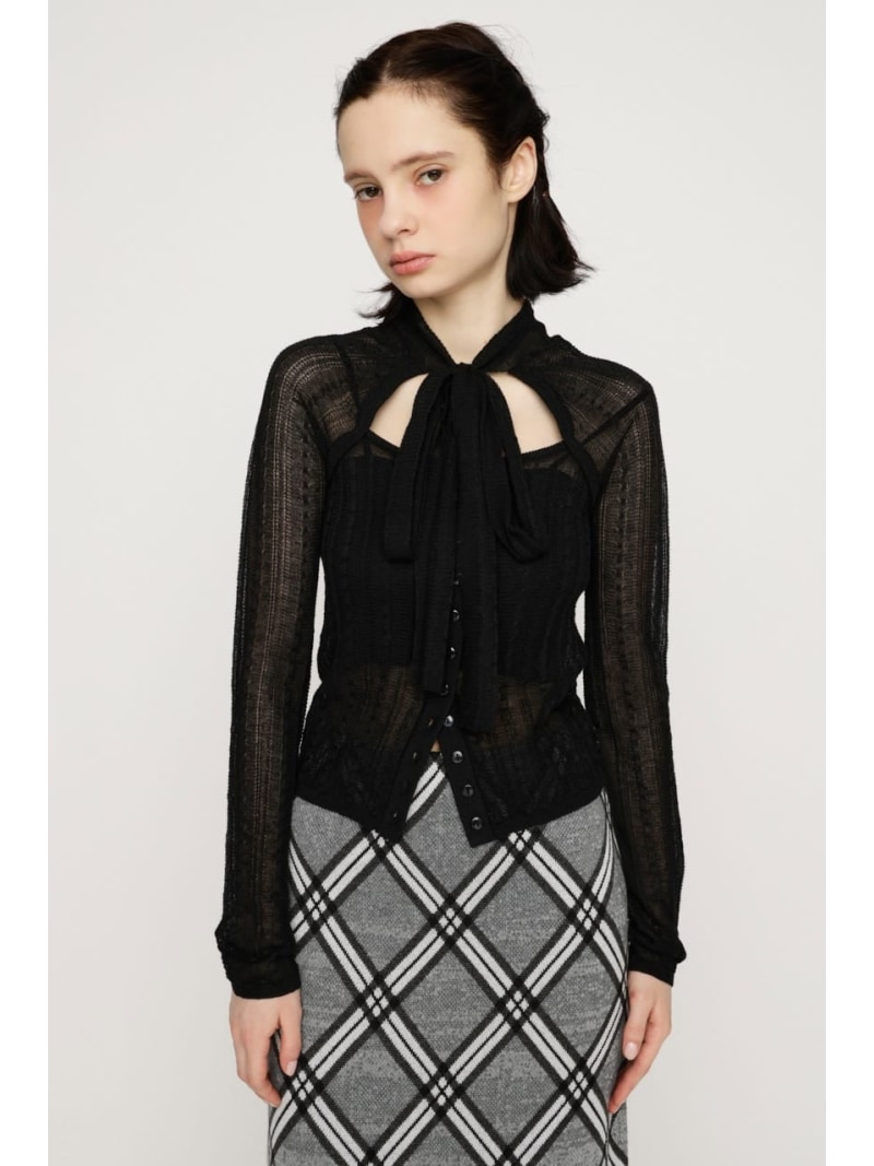 Rakuten - TIE RIBBON KNIT トップス SLY スライ トップス ニット レッド ブラウン ブラック【送料無料】[Rakuten Fashion]
