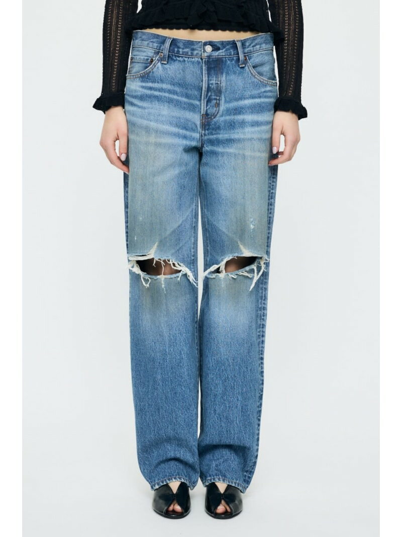 Rakuten - MIDRISE DAMAGED SLIM ストレート MOUSSY マウジー パンツ ジーンズ・デニムパンツ【送料無料】[Rakuten Fashion]