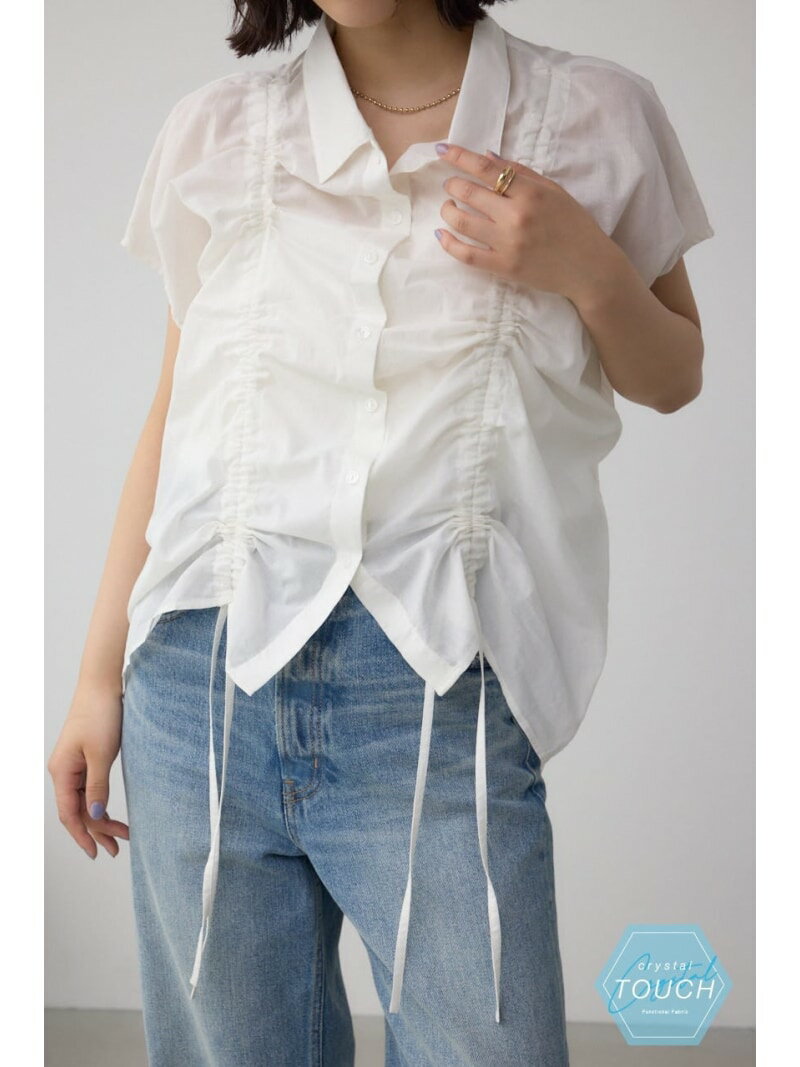 Rakuten - 【SALE／50%OFF】【接触冷感】C/T冷感 ドロストブラウス AZUL BY MOUSSY アズールバイマウジー トップス シャツ・ブラウス ブラック ホワイト【RBA_E】[Rakuten Fashion]