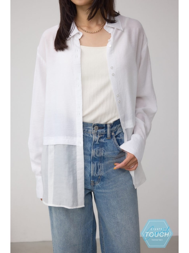 Rakuten - 【SALE／50%OFF】【接触冷感】C/T冷感 切替シアーデザインシャツ AZUL BY MOUSSY アズールバイマウジー トップス シャツ・ブラウス グレー ホワイト イエロー ブラック【RBA_E】[Rakuten Fashion]