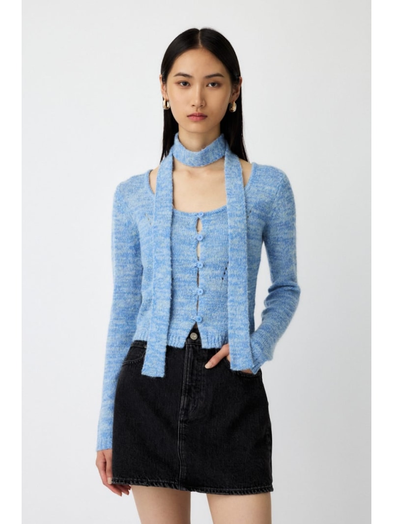 Rakuten - 【SALE／50%OFF】【WEB限定カラー】MIX YARN KNIT トップス MOUSSY マウジー トップス ニット グレー カーキグリーン レッド【RBA_E】【送料無料】[Rakuten Fashion]