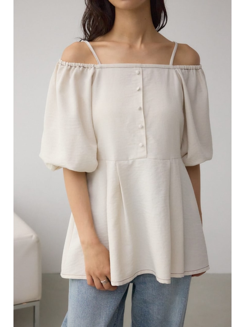 Rakuten - 【SALE／50%OFF】2WAYパフスリーブ配色ペプラムブラウス AZUL BY MOUSSY アズールバイマウジー トップス シャツ・ブラウス ブラック ピンク【RBA_E】[Rakuten Fashion]