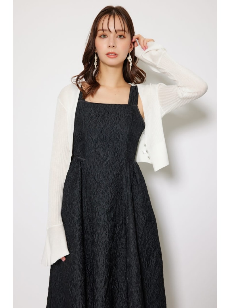 【SALE／10%OFF】クロップドフレアスリーブシアーニットカーディガン rienda リエンダ トップス カーディガン ブラック ホワイト【RBA_E】【送料無料】[Rakuten Fashion]