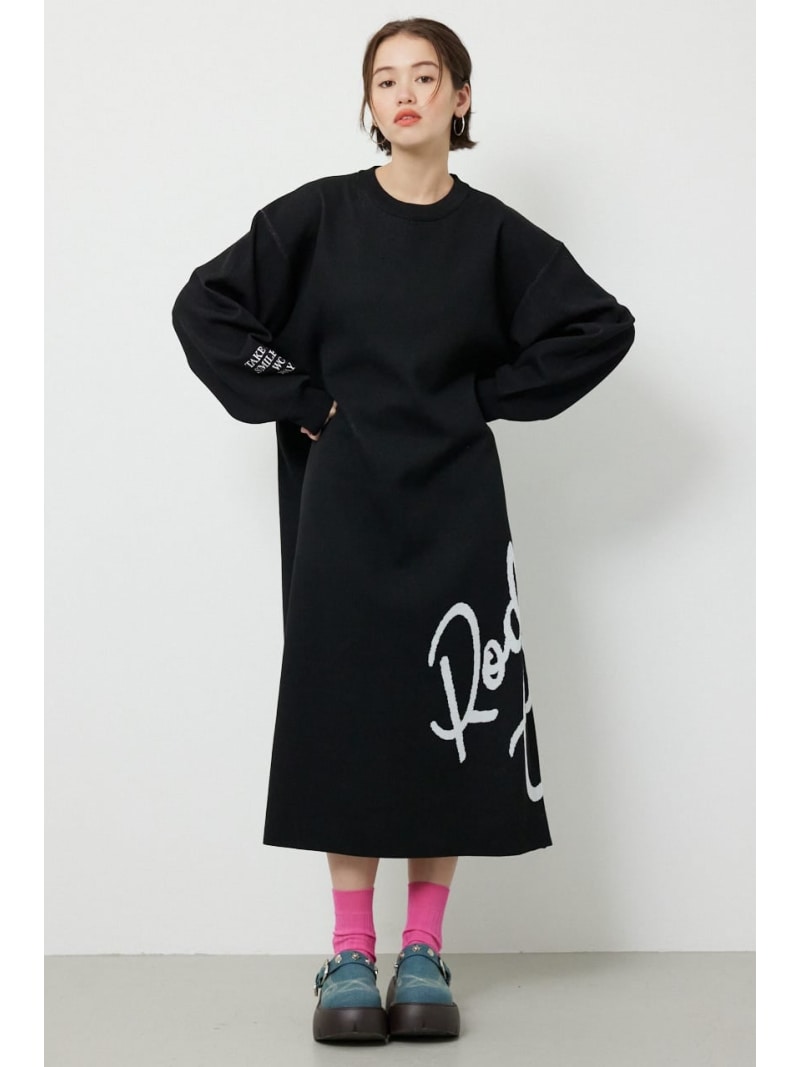 マキシロゴニットワンピース RODEO CROWNS WIDE BOWL ロデオクラウンズワイドボウル ワンピース・ドレス ワンピース グレー ピンク ブラック【送料無料】[Rakuten Fashion]