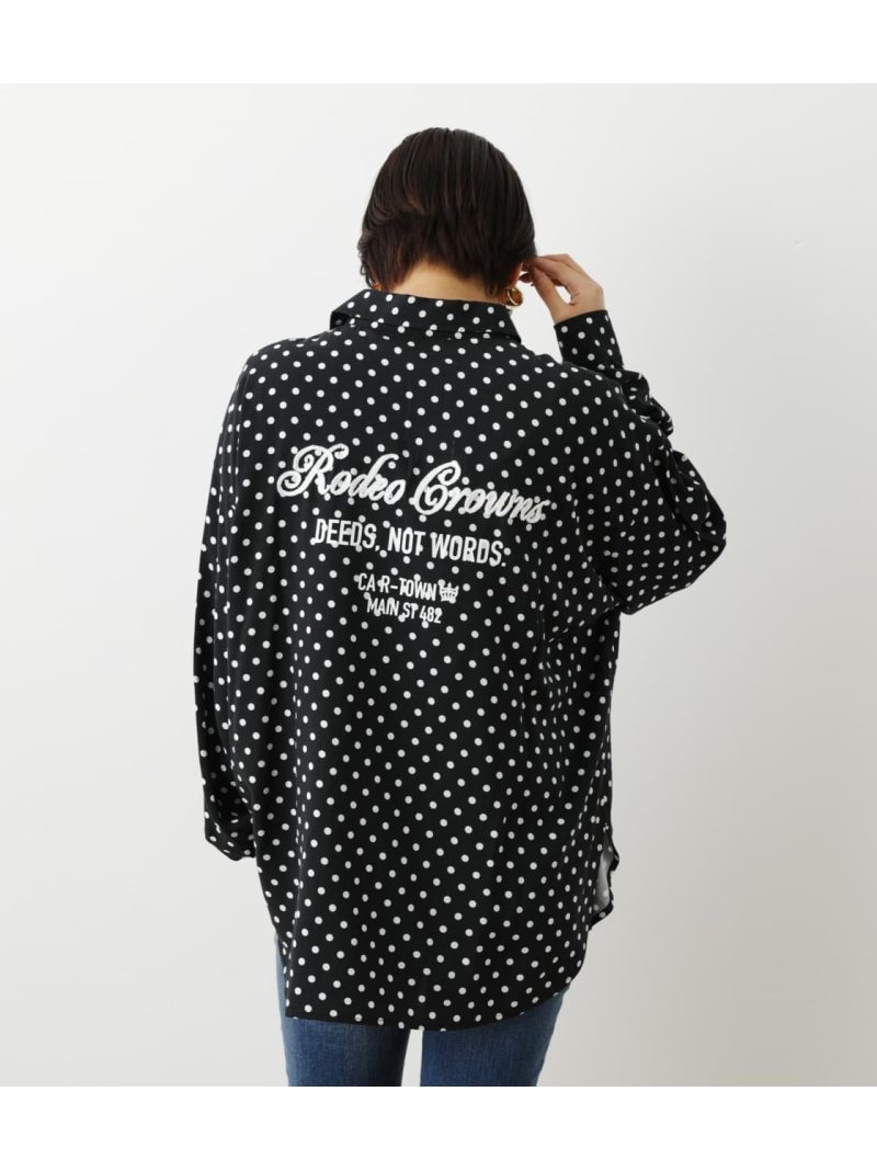 Rodeo Crowns Wide Bowl 96 以上節約 レディース シャツ ブラウス ロデオクラウンズワイドボウル Rakuten 長袖シャツ Dotシャツ ブラック Fashion ホワイト