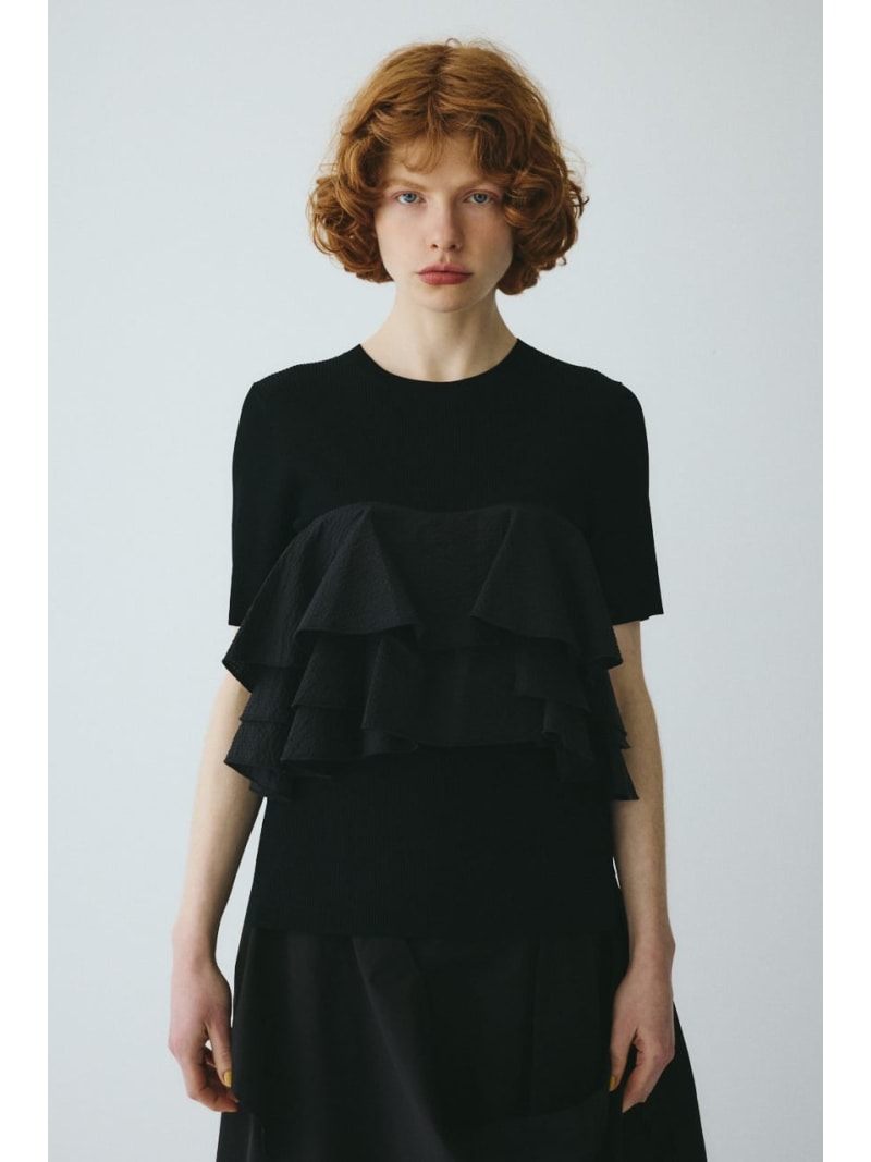 Wave flare knit tops HeRIN.CYE ヘリンドットサイ トップス カットソー・Tシャツ ブラック ネイビー【送料無料】[Rakuten Fashion]