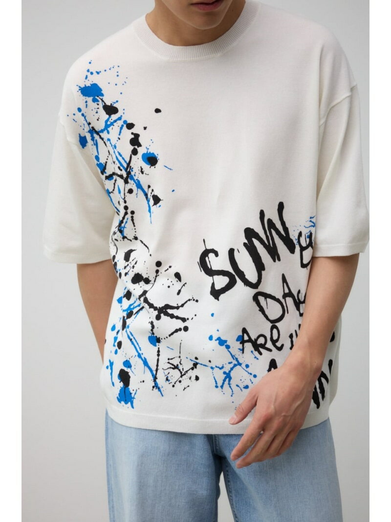 【SALE／50%OFF】ペイントグラフィックニットトップス AZUL BY MOUSSY アズールバイマウジー トップス ニット ホワイト ブラック イエロー【RBA_E】[Rakuten Fashion]