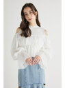 ペプラムチュールコンビKnit TOP rienda リエンダ トップス ニット ホワイト ブラック ブルー【送料無料】[Rakuten Fashion]