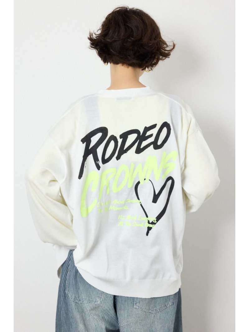 ネオンカラーロゴニットカーディガン RODEO CROWNS WIDE BOWL ロデオクラウンズワイドボウル トップス カーディガン ホワイト ブラック【送料無料】[Rakuten Fashion]