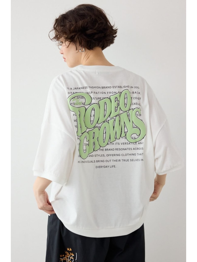発泡マルチロゴビッグトップス RODEO CROWNS WIDE BOWL ロデオクラウンズワイドボウル トップス カットソー・Tシャツ ホワイト ブラック[Rakuten Fashion]