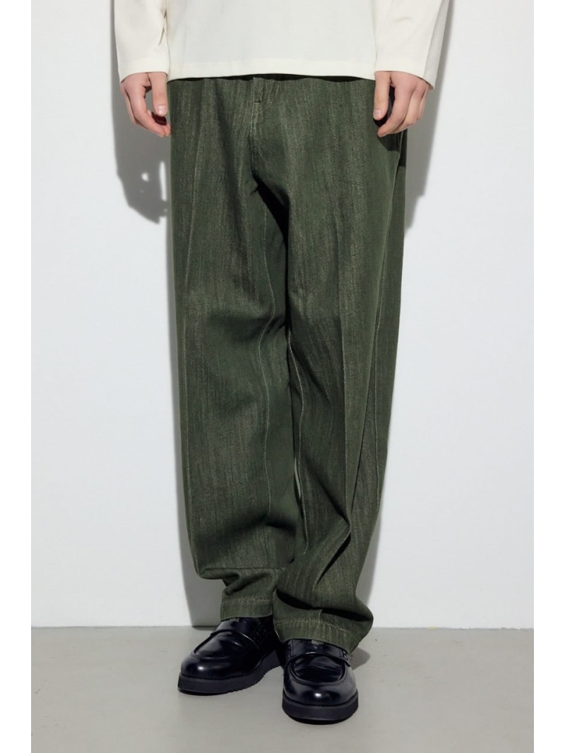 リラックスデニムスラックス AZUL BY MOUSSY アズールバイマウジー パンツ ジーンズ・デニムパンツ カーキグリーン【送料無料】[Rakuten Fashion]