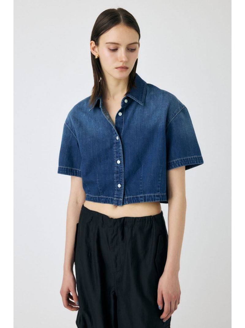 【SALE／50%OFF】DENIM CROP シャツ MOUSSY �