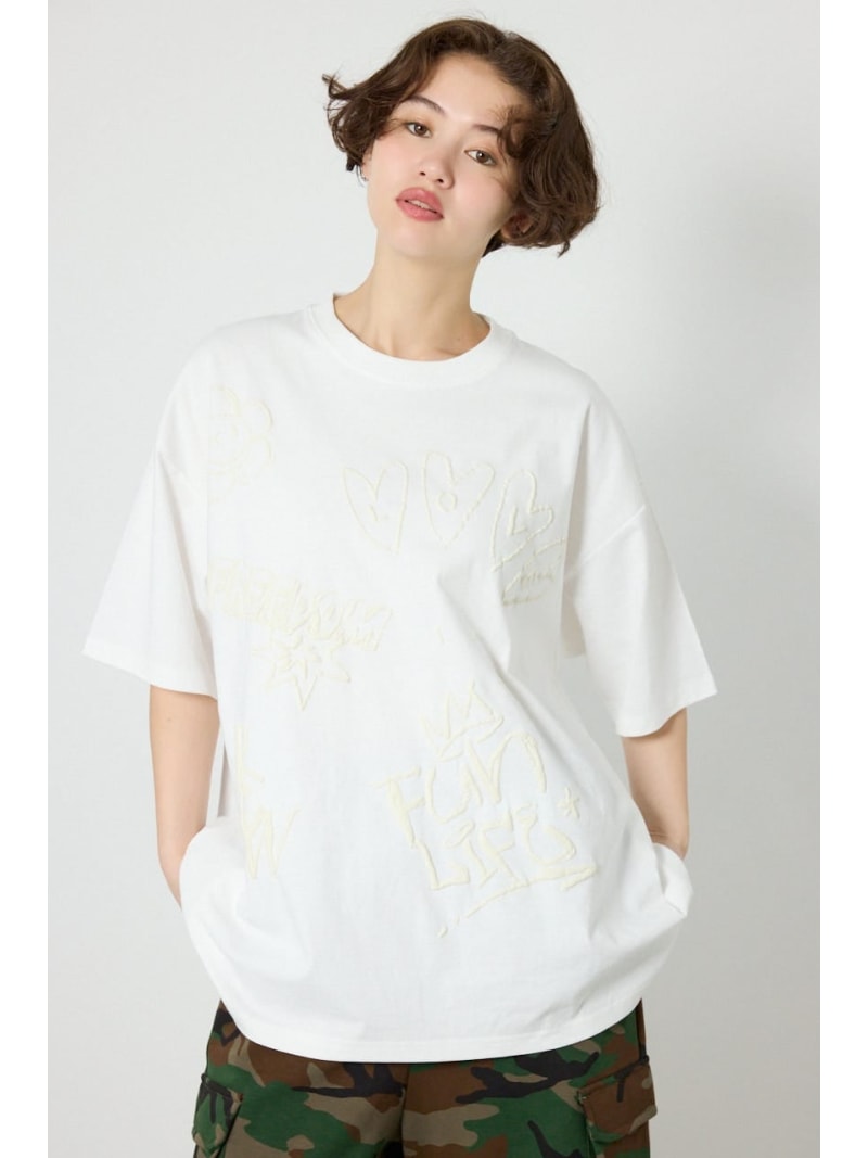 Rakuten - 【UNISEX】クレヨンタッチ同色発泡プリントTシャツ RODEO CROWNS WIDE BOWL ロデオクラウンズワイドボウル トップス カットソー・Tシャツ グリーン ブラック ホワイト[Rakuten Fashion]