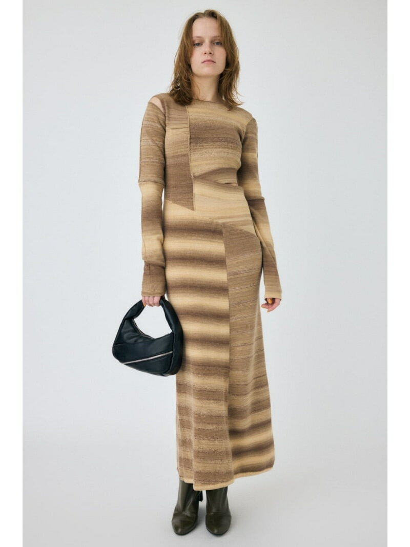 【SALE／60%OFF】ASSYMMETRY SWITCHING ドレス MOUSSY マウジー ワンピース・ドレス ワンピース グレー ベージュ【RBA_E】【送料無料】[Rakuten Fashion]