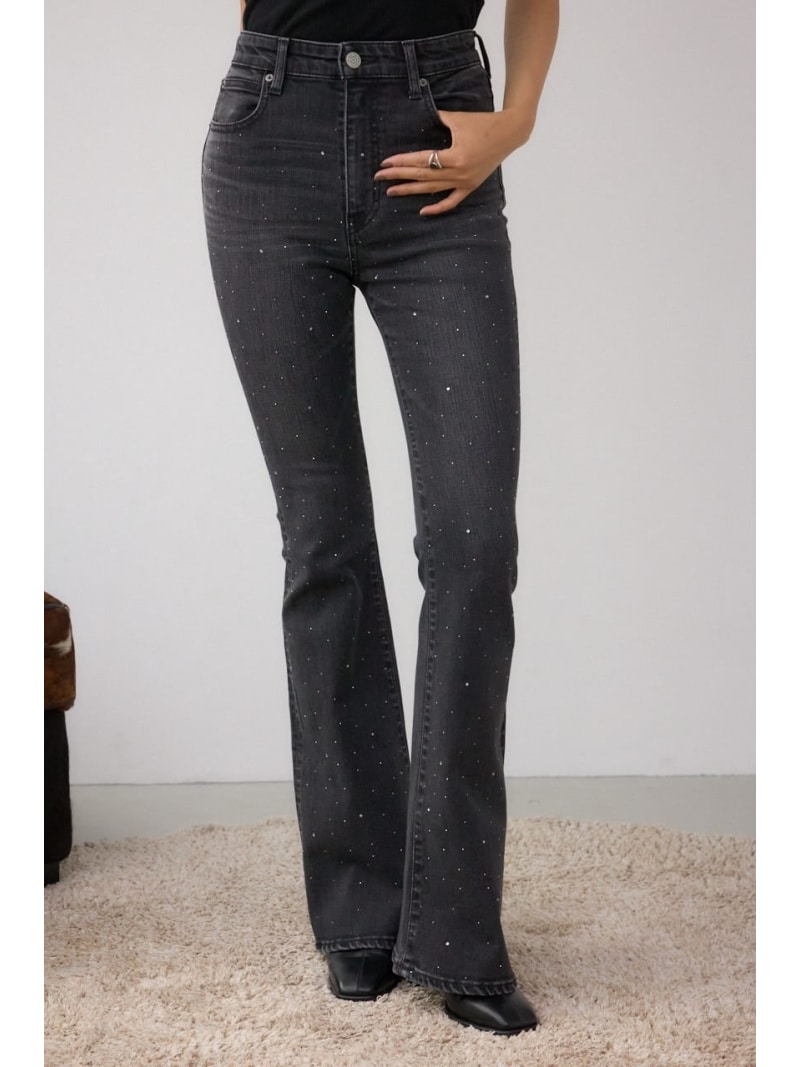 AZUL DENIM ラインストーンフレアデニム AZUL BY MOUSSY アズールバイマウジー パンツ ジーンズ・デニムパンツ ブラック【送料無料】[Rakuten Fashion]