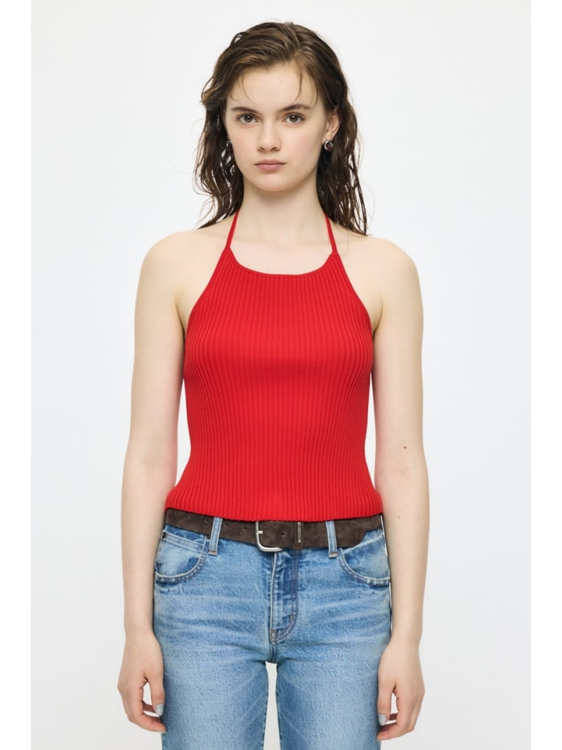BACKLESS KNIT キャミ MOUSSY マウジー トップス キャミソール レッド