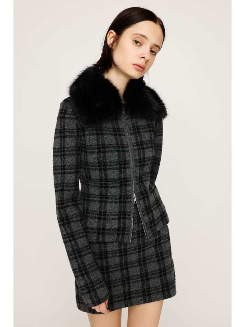 F/FUR COLLAR KNIT トップス SLY スライ ジャケット・アウター その他のジャケット・アウター グレー ベージュ ブラウン ブラック【送料無料】[Rakuten Fashion]のサムネイル