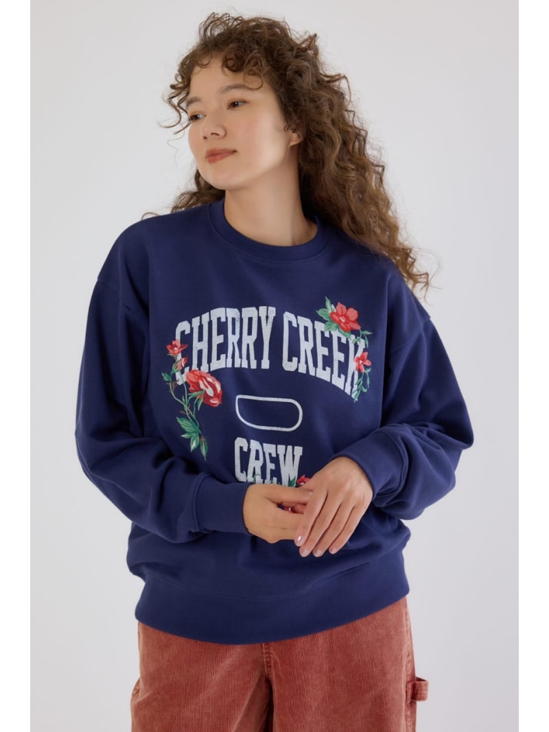 フラワーステッチカレッジスウェット RODEO CROWNS WIDE BOWL ロデオクラウンズワイドボウル トップス スウェット・トレーナー ネイビー グレー【送料無料】[Rakuten Fashion]