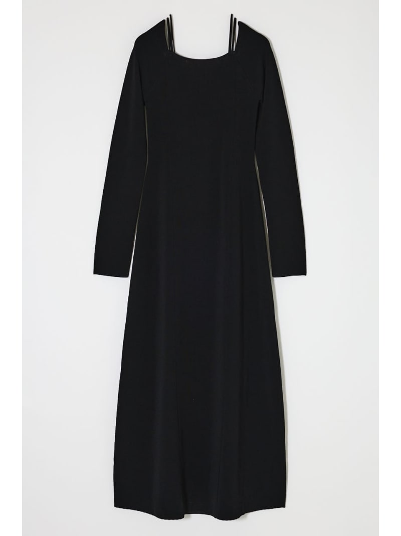 OPEN NECK KNIT LONG ドレス MOUSSY マウジー ワンピース・ドレス ワンピース グレー ブラウン ブラック【送料無料】[Rakuten Fashion]