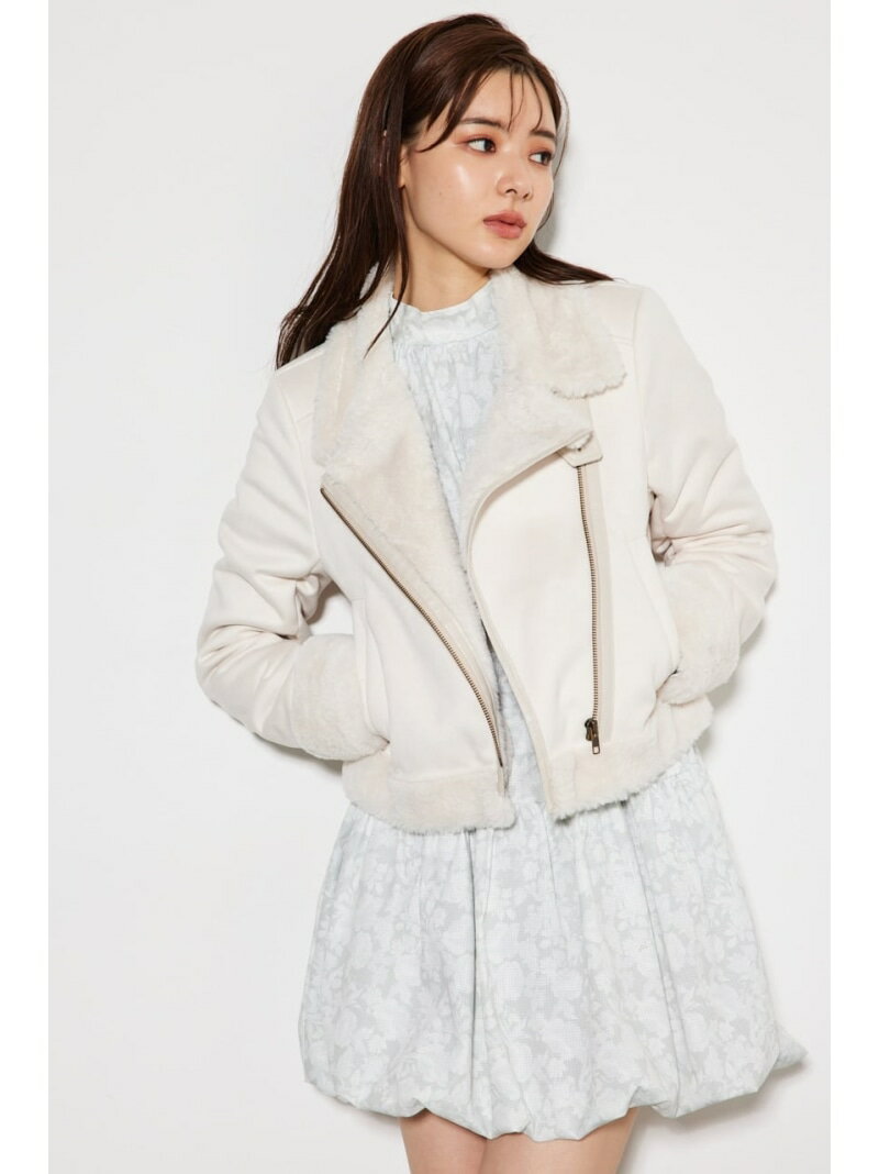 【SALE／50%OFF】フェイクファーライダースムートンJK rienda リエンダ ジャケット・アウター その他のジャケット・アウター ホワイト ブラック ブラウン パープル【RBA_E】【送料無料】[Rakuten Fashion]のサムネイル