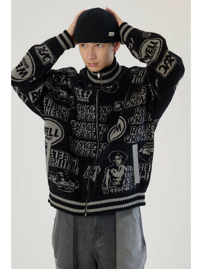 グラフィティーニットスタジャン RODEO CROWNS WIDE BOWL ロデオクラウンズワイドボウル ジャケット・アウター ブルゾン・ジャンパー ブラック レッド【送料無料】[Rakuten Fashion]