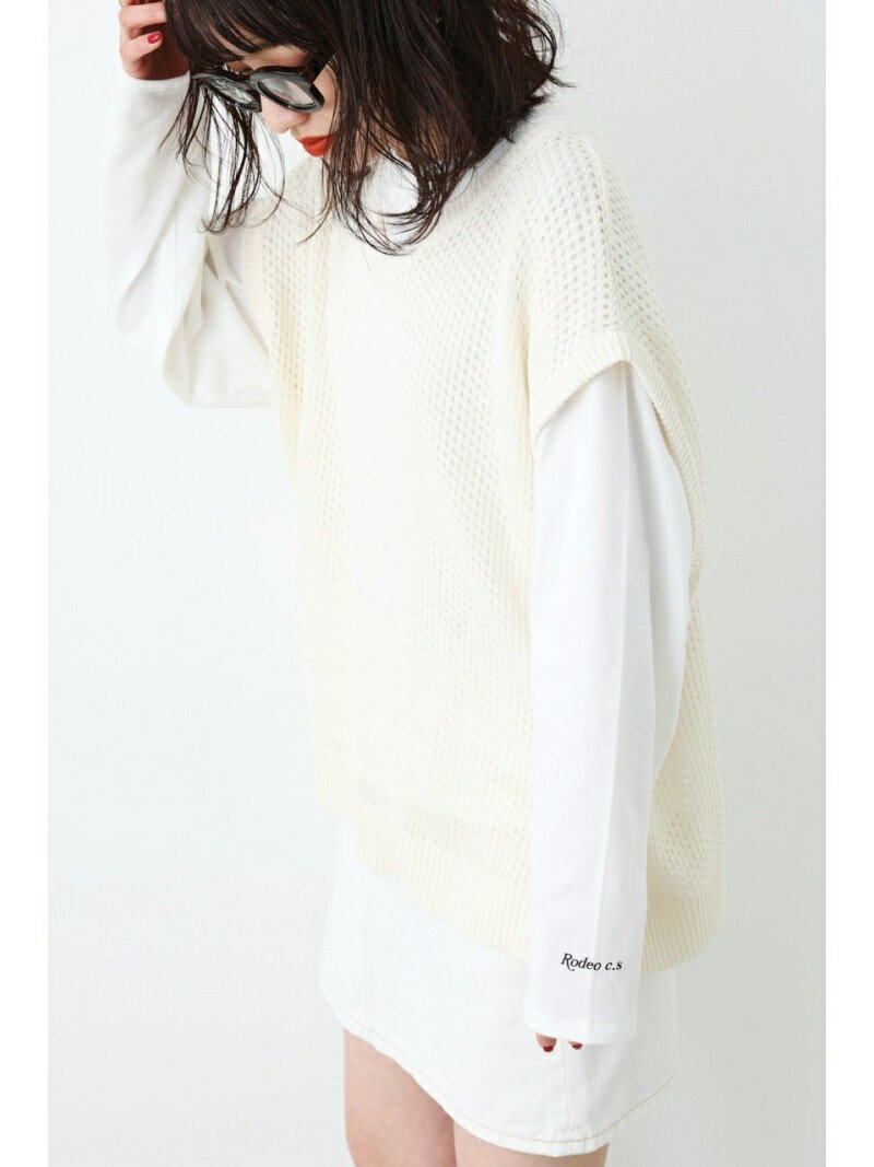 【SALE／30%OFF】メッシュニットベスト L/S TEE SET RODEO CROWNS WIDE BOWL ロデオクラウンズワイドボウル トップス ニット ブラック【RBA_E】[Rakuten Fashion]のサムネイル