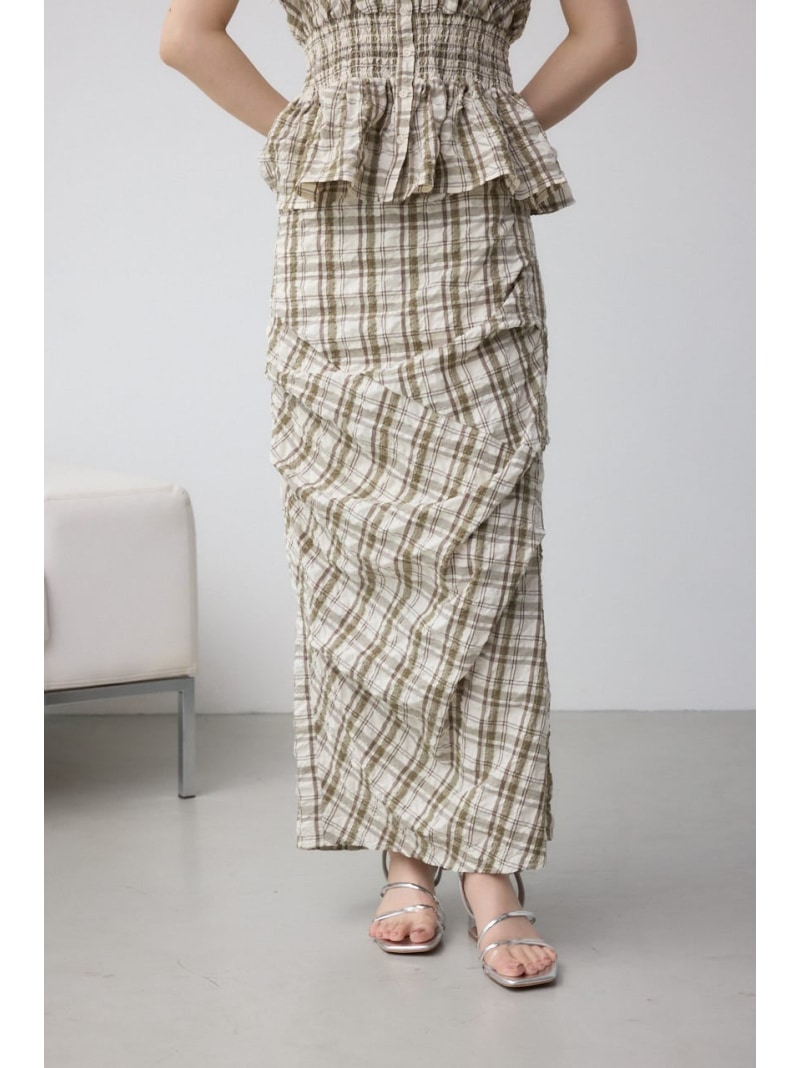 Rakuten - 【SALE／50%OFF】タックドレープチェックスカート AZUL BY MOUSSY アズールバイマウジー スカート ロング・マキシスカート ブラック ホワイト【RBA_E】[Rakuten Fashion]