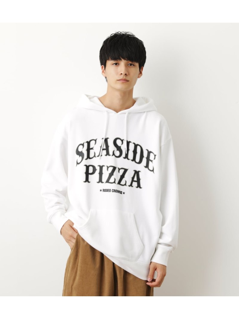 【SALE／50%OFF】SEA SIDE PIZZA パーカー RODEO CROWNS WIDE BOWL ロデオクラウンズワイドボウル トップス スウェット・トレーナー グリーン ホワイト ブラック【RBA_E】[Rakuten Fashion]