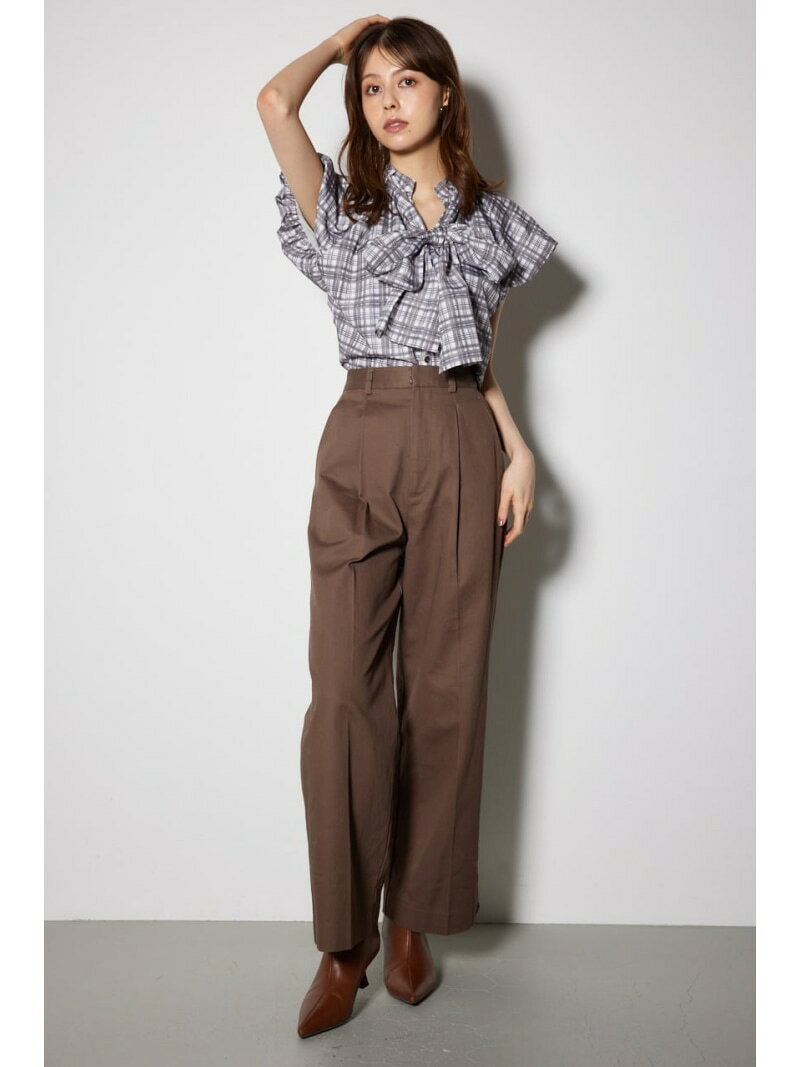 Rakuten - 【SALE／40%OFF】フロントタックチノジャストウエストパンツ rienda リエンダ パンツ その他のパンツ ベージュ ブラウン【RBA_E】【送料無料】[Rakuten Fashion]