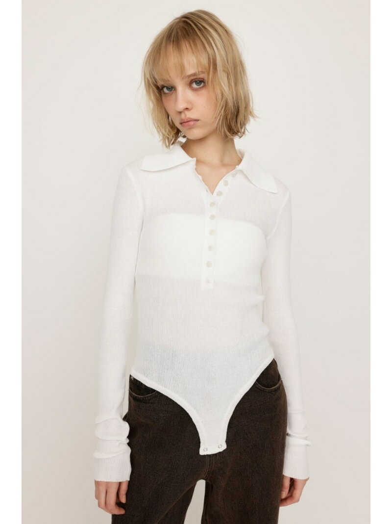 COLLARED BODYSUIT SLY スライ トップス ニット ブラック ホワイト