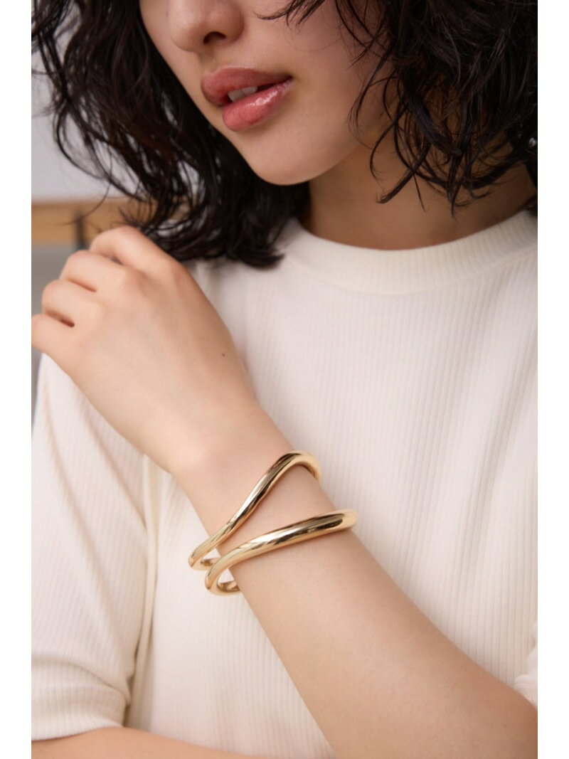 ニュアンスカーブダブルリングバングル AZUL BY MOUSSY アズールバイマウジー アクセサリー・腕時計 ブレスレット・バングル ゴールド ブラック[Rakuten Fashion]