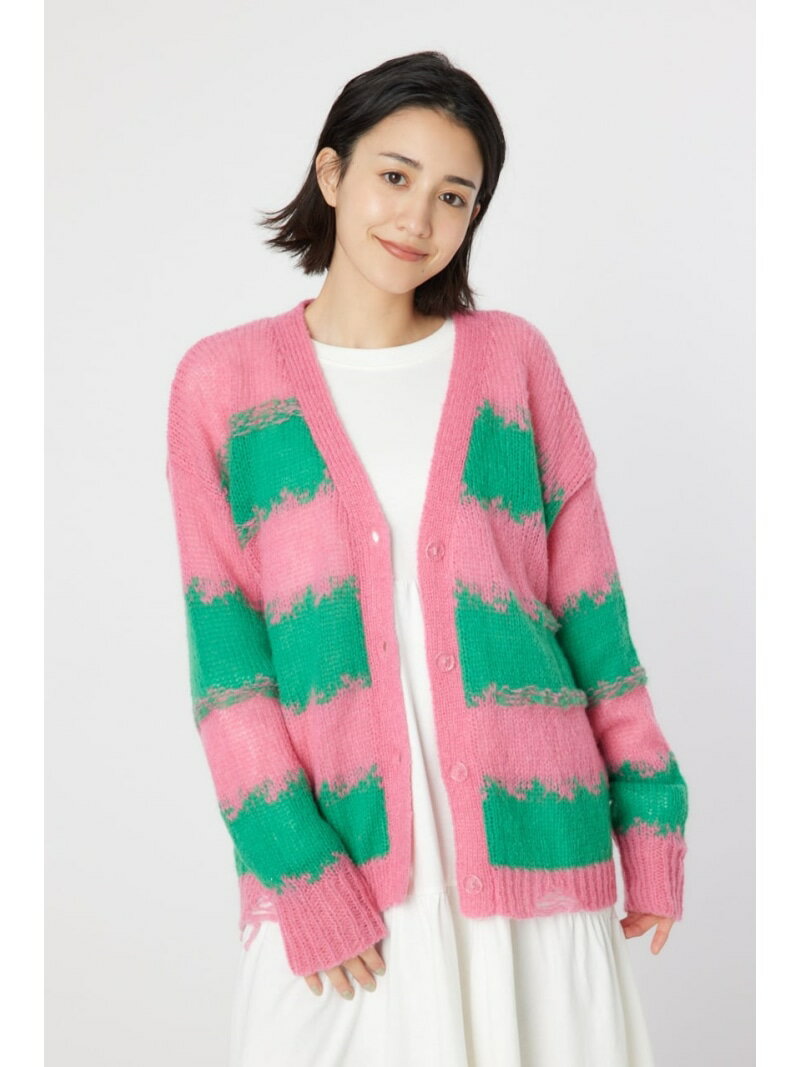 【SALE／20%OFF】Grunge Border Knit カーディガン RODEO CROWNS WIDE BOWL ロデオクラウンズワイドボウル トップス ニット ネイビー ピンク【RBA_E】【送料無料】[Rakuten Fashion]のサムネイル
